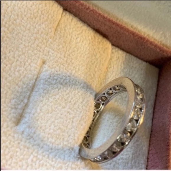 14 Karat White Gold ETERNITY RING WEDDING BAND 9 - Picture 1 of 7